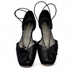 Very Rare Nine West Black Zaina Embellished Leather Flats Women's 6.5